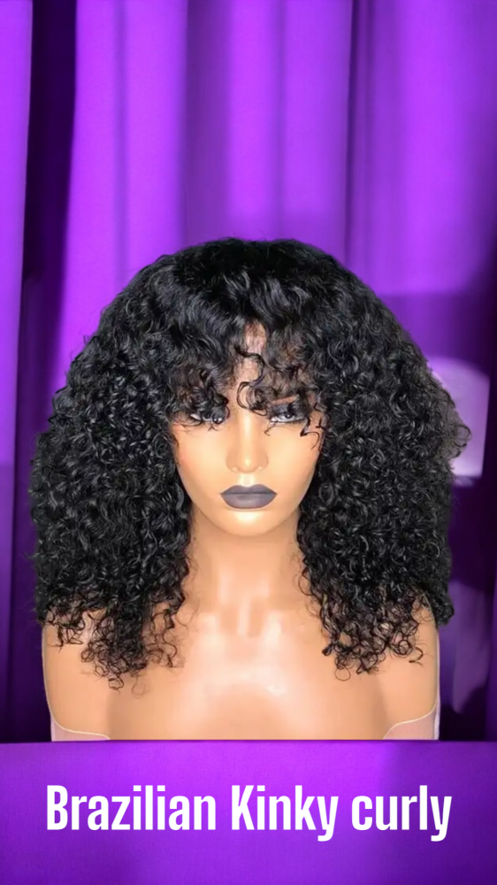 Kinky Curly Wig with Bangs