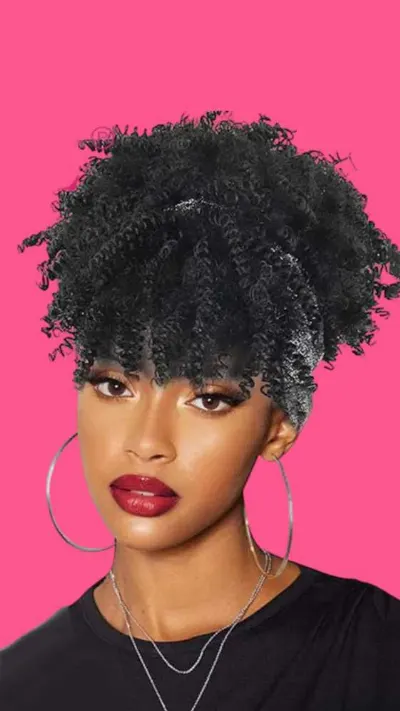 Babe curl afro puff headband wig 