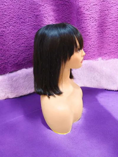 Short Bob Wig with Bangs – Brazilian Virgin Hair