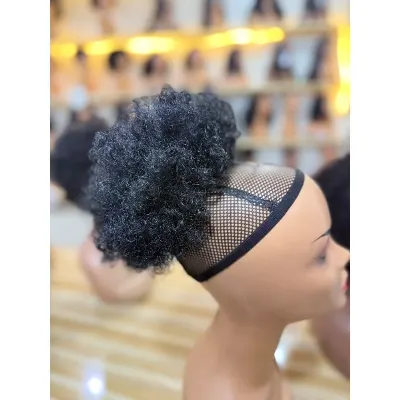 Afro pom pom ponytail